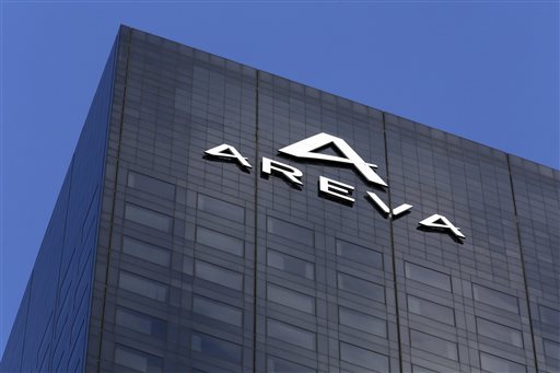 The logo of Areva is seen on the company's headquarters building in La Defense business district, Paris. Photo credits: AP Photo/Remy de la Mauviniere