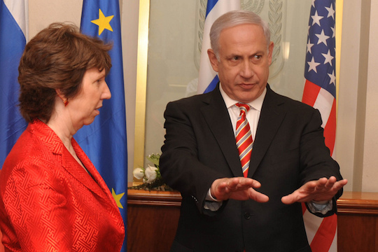 Israeli PM Benyamin Netanyahu with former EU policy chief Catherine Ashton -  Photo credit: Moshe Milner GPO