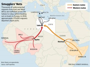 Main Western Africa routes are flowing into Agadez, where smuggling activities became common business – Photo credits: WSJ 